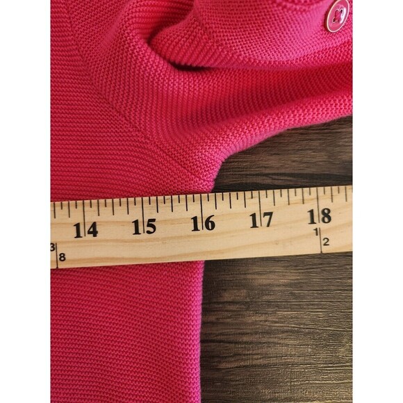 Talbots Womens Sweater Pink Waffle Knit 3/4 Sleeve Button Detail Pullover Sz XS - Picture 8 of 10
